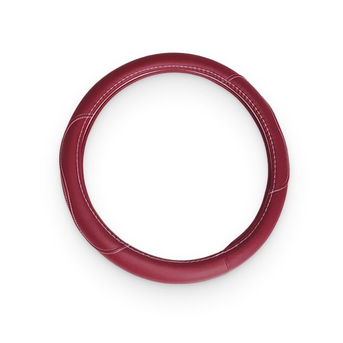 Red Polyurethane Leather Steering Wheel Wrap - Image 2